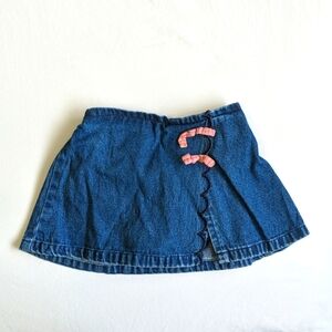 vintage ragscals scalloped trim denim skort with pink bows 18 months baby girl
